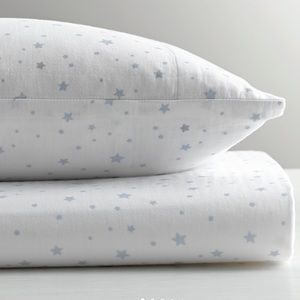 RH Star Print Fitted Crib Sheet -Blue